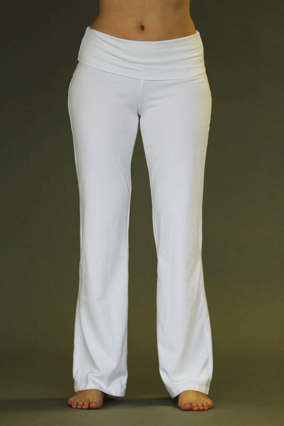 Standards & Practices Women's Linen-Cotton Wide Leg Yoga Pants With  Fold-over Elastic Waist