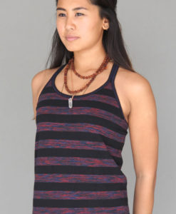 Variegated Stripe Double Y-back Cami with Built-in Bra and Contrast Stitching by Blue Lotus Yogawear