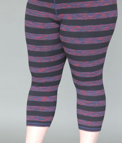 Variegated Stripe Cotton Lycra Crop Yoga Legging XXL by Blue Lotus Yogawear