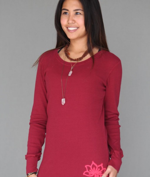 Ribbed Long Sleeve Tunic with Hand-painted Lotus Flower by Blue Lotus Yogawear