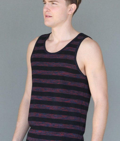 Men's Stripe Yoga Tank - Black and Red by Blue Lotus Yogawear