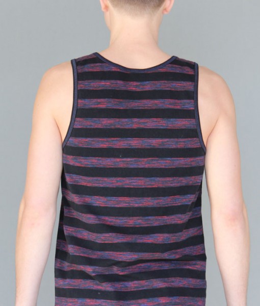 Men's Stripe Yoga Tank - Black and Red back by Blue Lotus Yogawear
