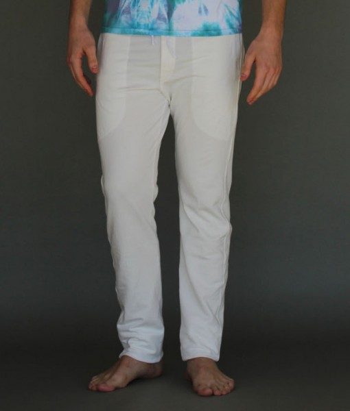 Men's Organic Cotton 4-Way Stretch Yoga Pant - Kundalini White by Blue Lotus Yogawear.