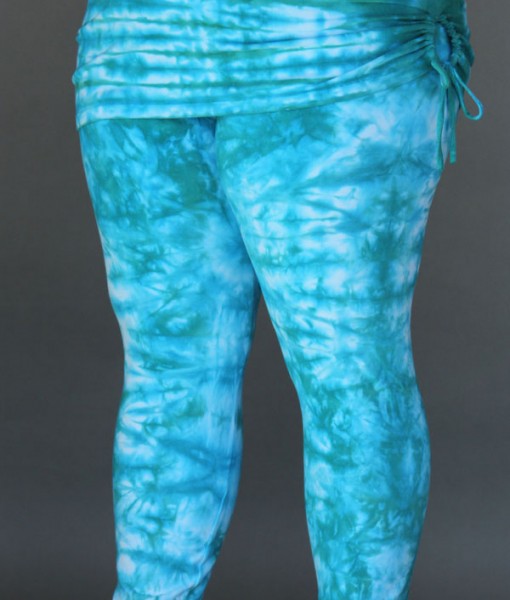 Tie Dye Organic Cotton Skirted Legging in Aquamarine by Blue Lotus Yogawear