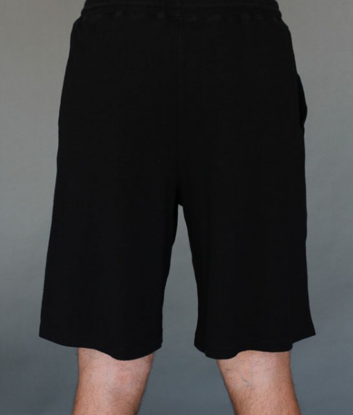 Men's Cotton Yoga Short With Pockets- Black - back- by Blue Lotus Yogawear