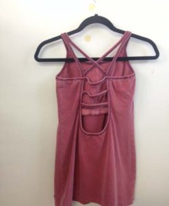 Organic Cotton Caged Back Cami with Built-in Bra- Cranberry by Blue Lotus Yogawear