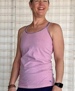 Organic Cotton Caged Back Cami with Built-in Bra- Pink by Blue Lotus Yogawear