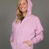 Zip Front Fleece Hoodie - Distressed Pink by Blue Lotus Yogawear