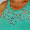 Organic Cotton Lace Yoke Cami Built in Bra - Aqua Detail by Blue Lotus Yogawear