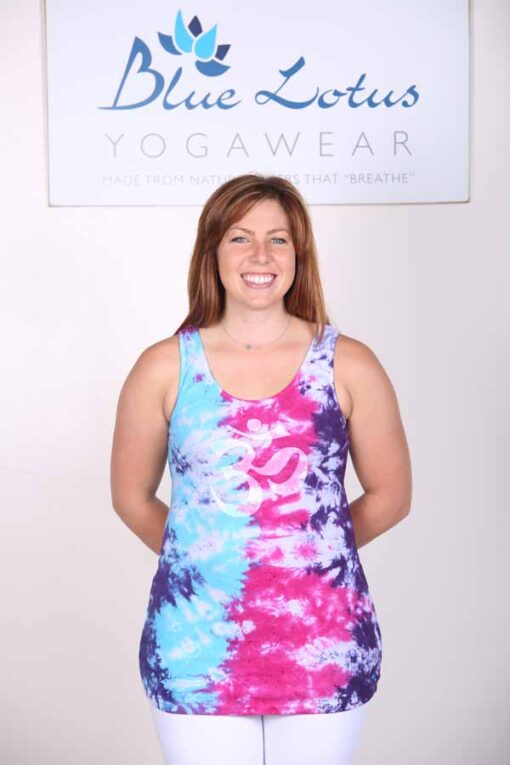 Om Symbol Yoga Tank Top - Turq-Purple Tie Dye by Blue Lotus Yogawear