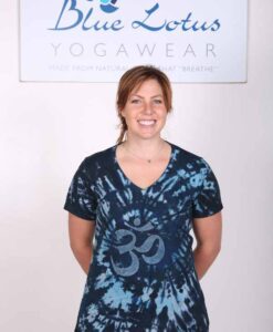 100% Cotton OM Spiral Tie Dye Yoga Tee- Indigo by Blue Lotus Yogawear