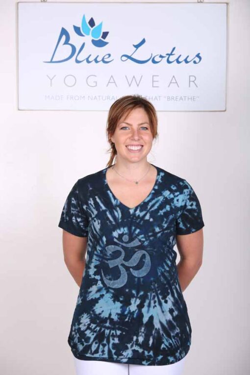 100% Cotton OM Spiral Tie Dye Yoga Tee- Indigo by Blue Lotus Yogawear