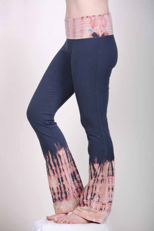 Organic Cotton Foldover Waist Yoga Pant - Indigo Tie Dye by Blue Lotus Yogawear