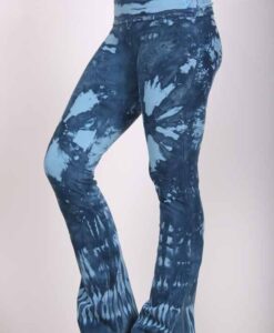 Organic Cotton Tie Dye Foldover Waist Yoga Pant - Aqua Indigo by Blue Lotus Yogawear