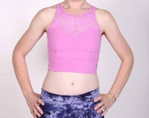Lace Yoke Organic Cotton Tankini- Pink- by Blue Lotus Yogawear