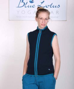 Organic Cotton Heart Zip Vest- Navy by Blue Lotus Yogawear