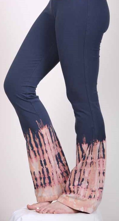 Organic Cotton Bleach Tie Dye Flare Leg Yoga Pant - Indigo