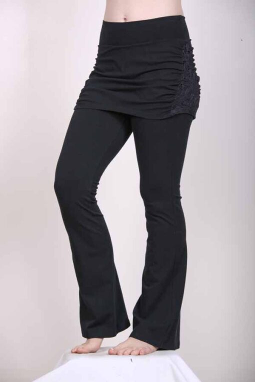 Organic Cotton Skirt Over Flare Leg Yoga Pant - Black by Blue Lotus Yogawear