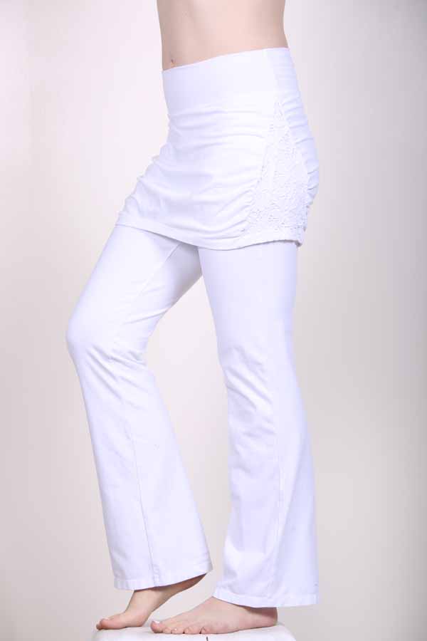 white cotton flare yoga pants