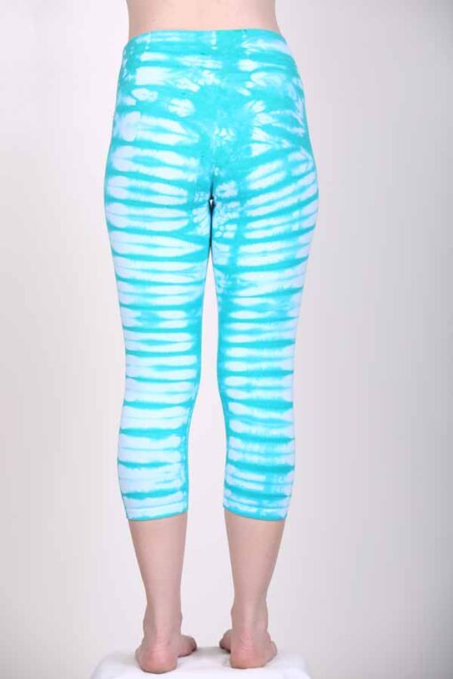 Organic Cotton Crop Yoga Legging - Aqua Bengal Tiger Tie Dye- back by Blue Lotus Yogawear