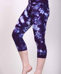 Organic Cotton Crop Yoga Legging - Deep Purple Crystal Dye by Blue Lotus Yogawear