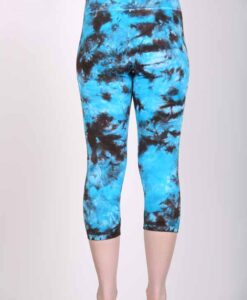 Organic Cotton Crop Yoga Legging - Turq Brown Crystal Dye Back by Blue Lotus Yogawear
