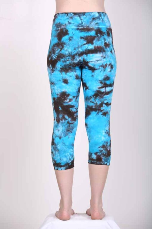 Organic Cotton Crop Yoga Legging - Turq Brown Crystal Dye Back by Blue Lotus Yogawear