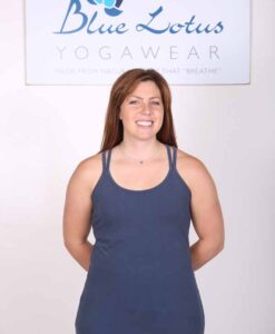Organic Cotton Double Cross Back Cami with Built-in Bra-Indigo by Blue Lotus Yogawear