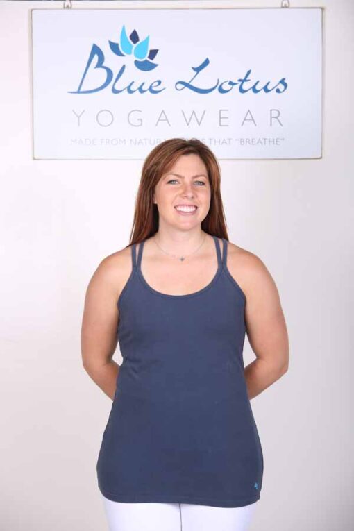 Organic Cotton Double Cross Back Cami with Built-in Bra-Indigo by Blue Lotus Yogawear