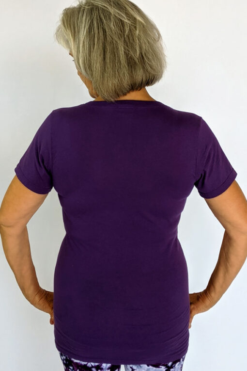 Organic Cotton Aura Burst Yoga Fit Tee- Purple back