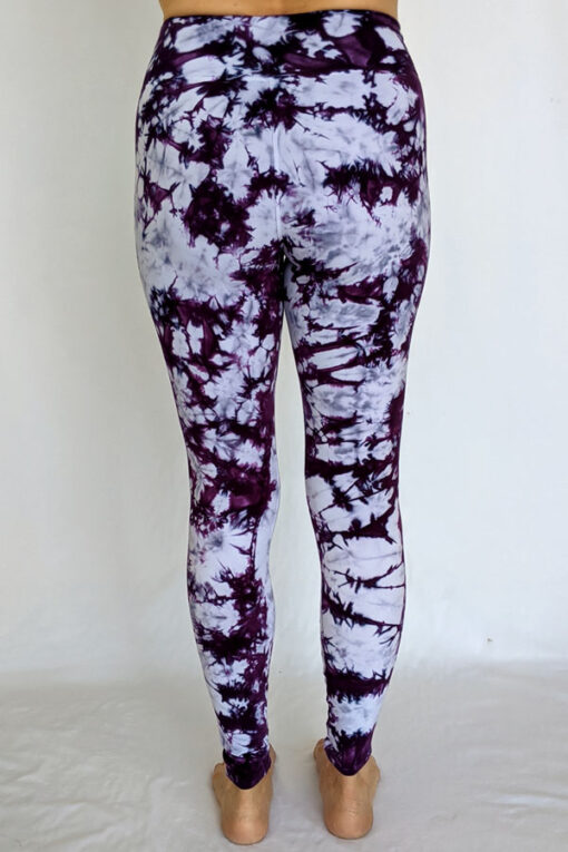 Organic Cotton Ankle Length Yoga Legging- Purple Tie Dye Back by Blue Lotus Yogawear