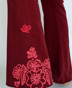 Organic Cotton Mehndi Design Flare Leg Yoga Pant - Wine Detail