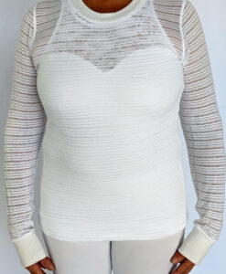 Light Weight Cotton Novelty Stripe Sweater - Kundalini White by Blue Lotus Yogawear