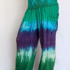 Organic Cotton Smocked Waistband Harem Pant-Turq Purple Tie Dye by Blue Lotus Yogawear