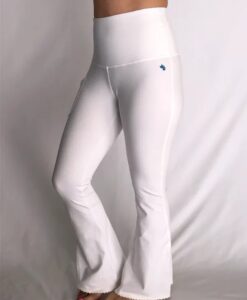 Organic Cotton High Waist Flare Leg Petite Length Yoga Pant - Kundalini White