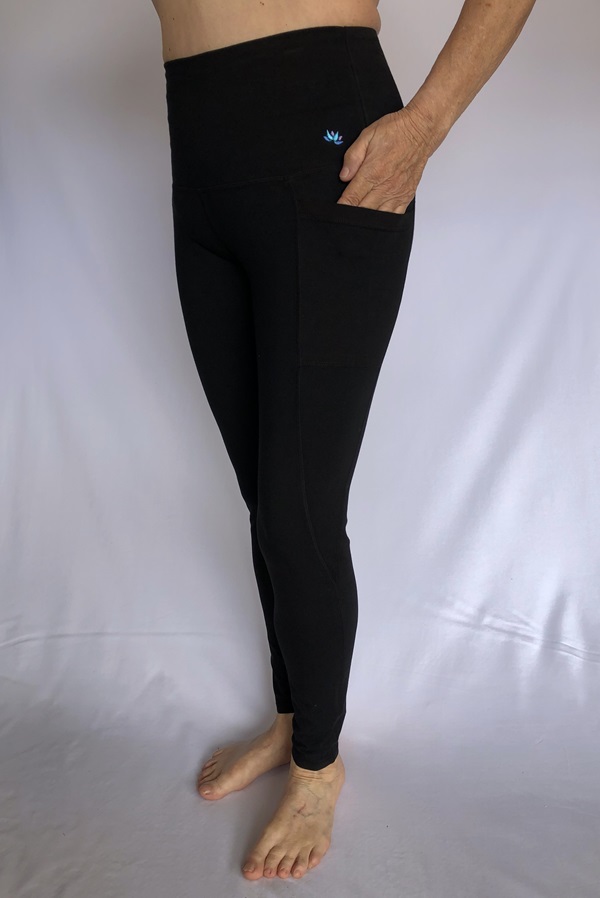 Organic Cotton High Waist Ankle Length Legging with Side Pockets- Black by Blue Lotus Yogawear